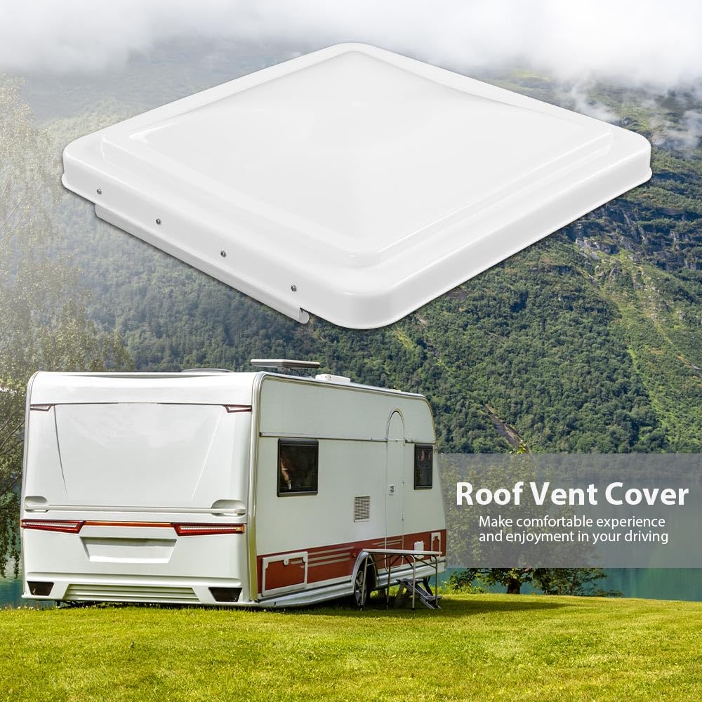 White 14" x 14" RV Roof Vent Cover 2 Pcs Q56982