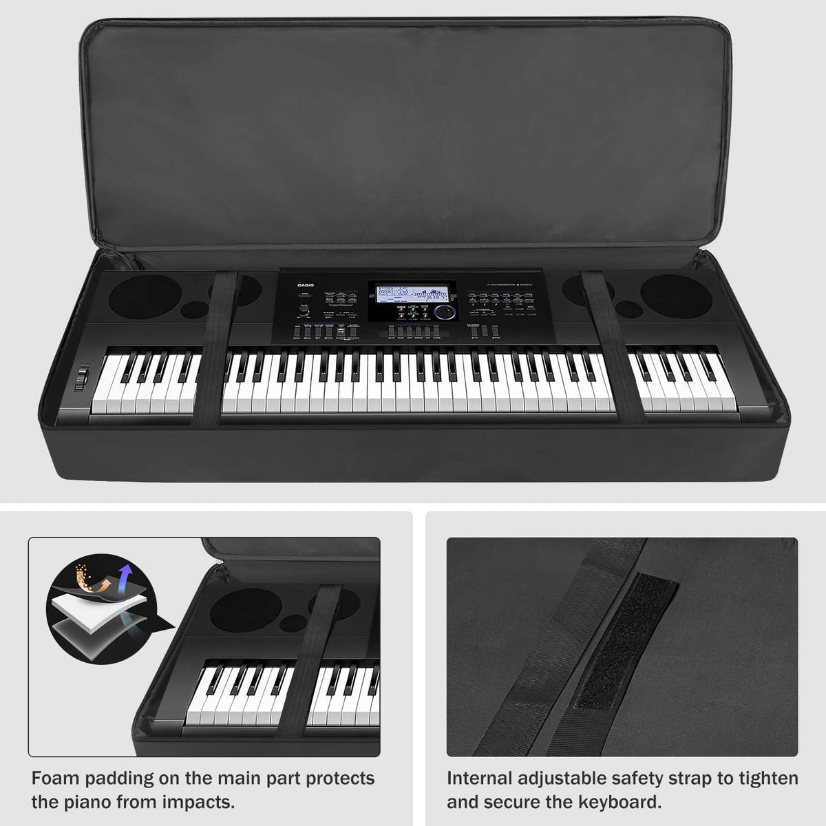 76 Key Piano Keyboard Case Bag with 4-Pocket (Black) X989240
