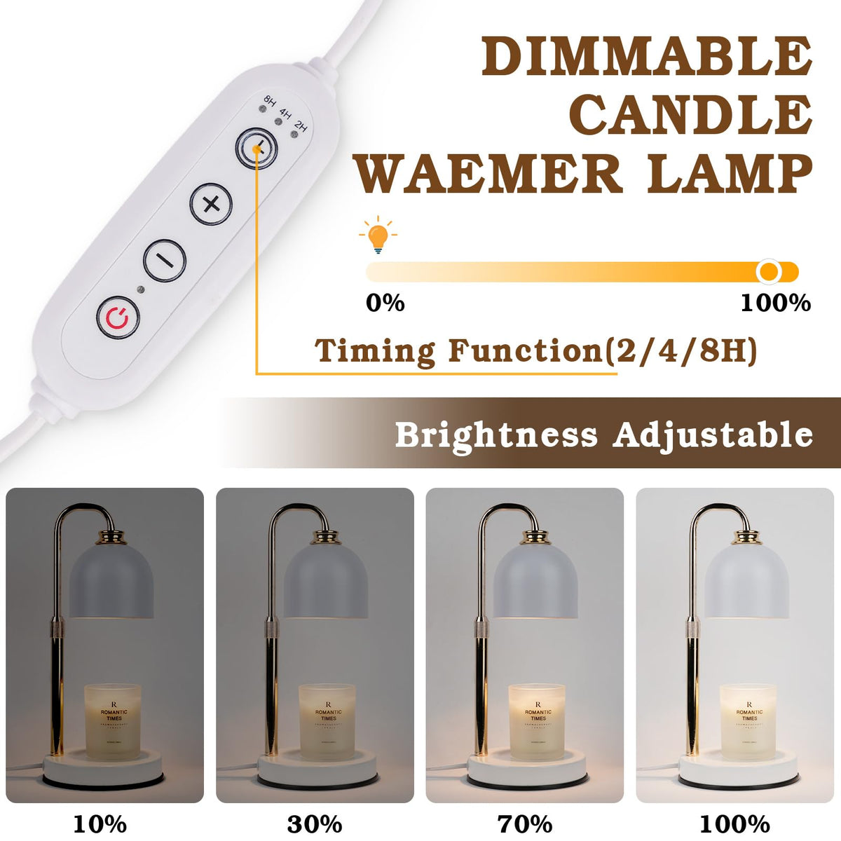 Candle Warmer Lamp with Timer Dimmable White X194