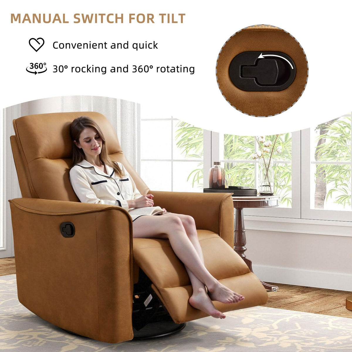 Brown Leathaire Swivel Rocker Recliner I461461