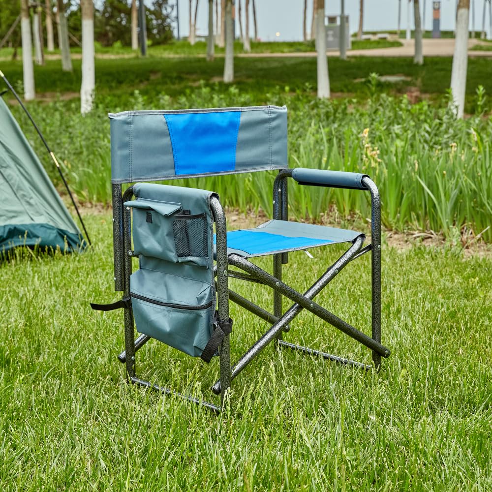 Padded Folding Oversized Chair with Side Table and Storage Pockets I91552
