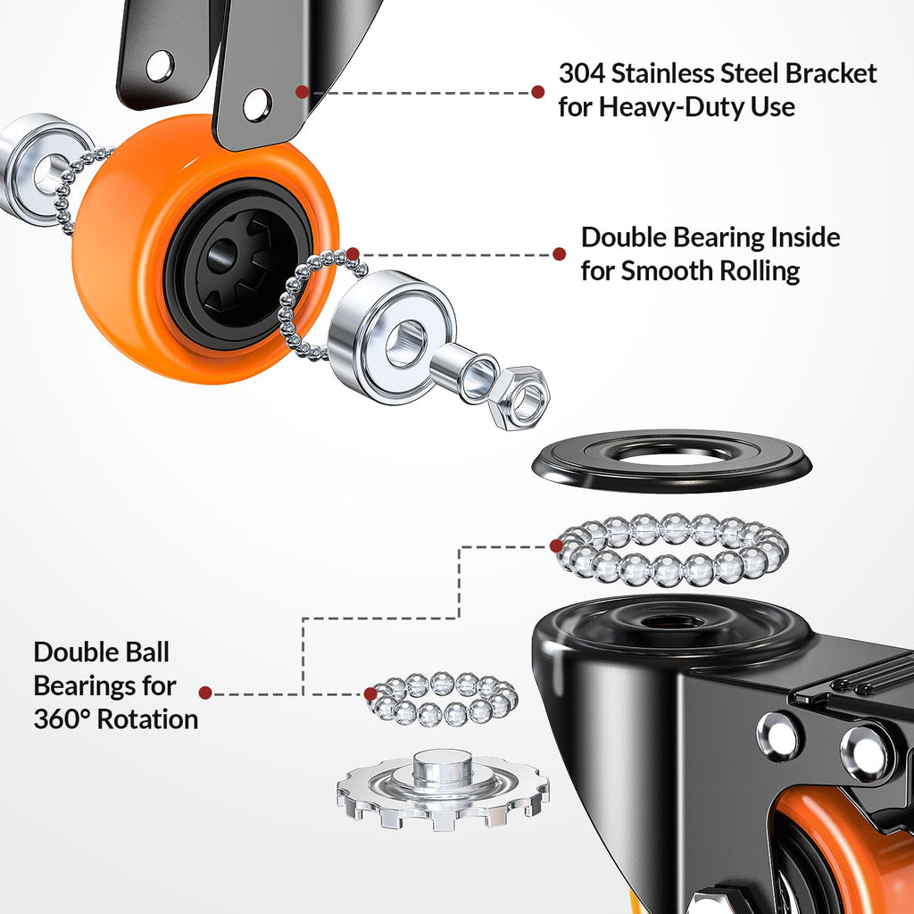 2 Inch Side Mount Caster Wheels Set of 4 I771