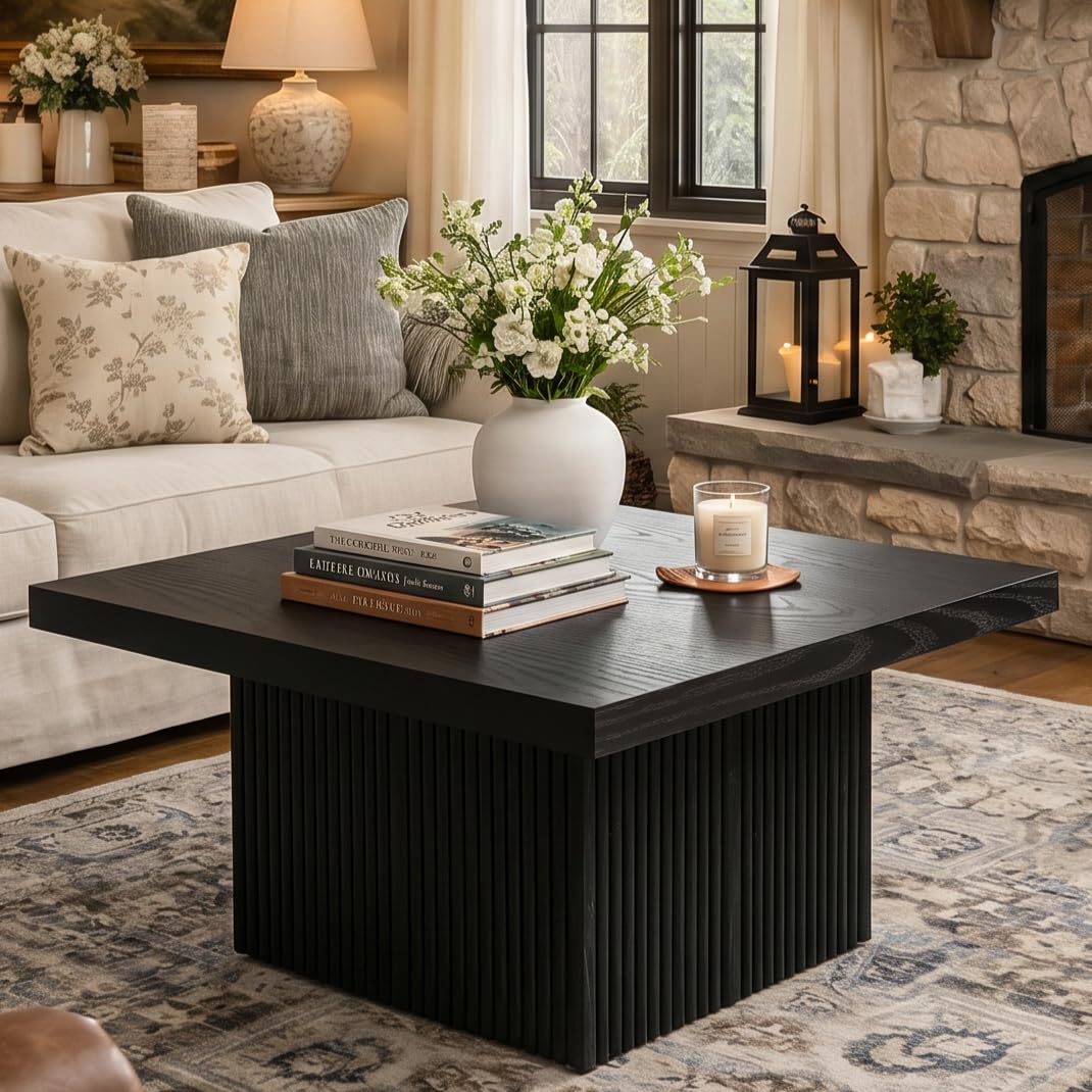 31.5" Square Fluted Wood Coffee Table G708375