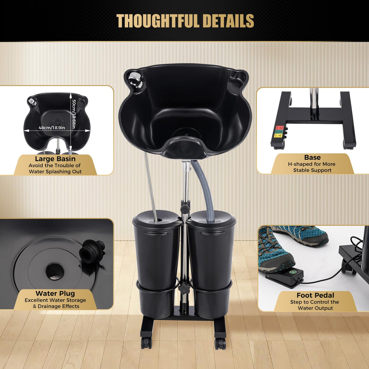 Portable Shampoo Bowl with 2 Bucket Y78268
