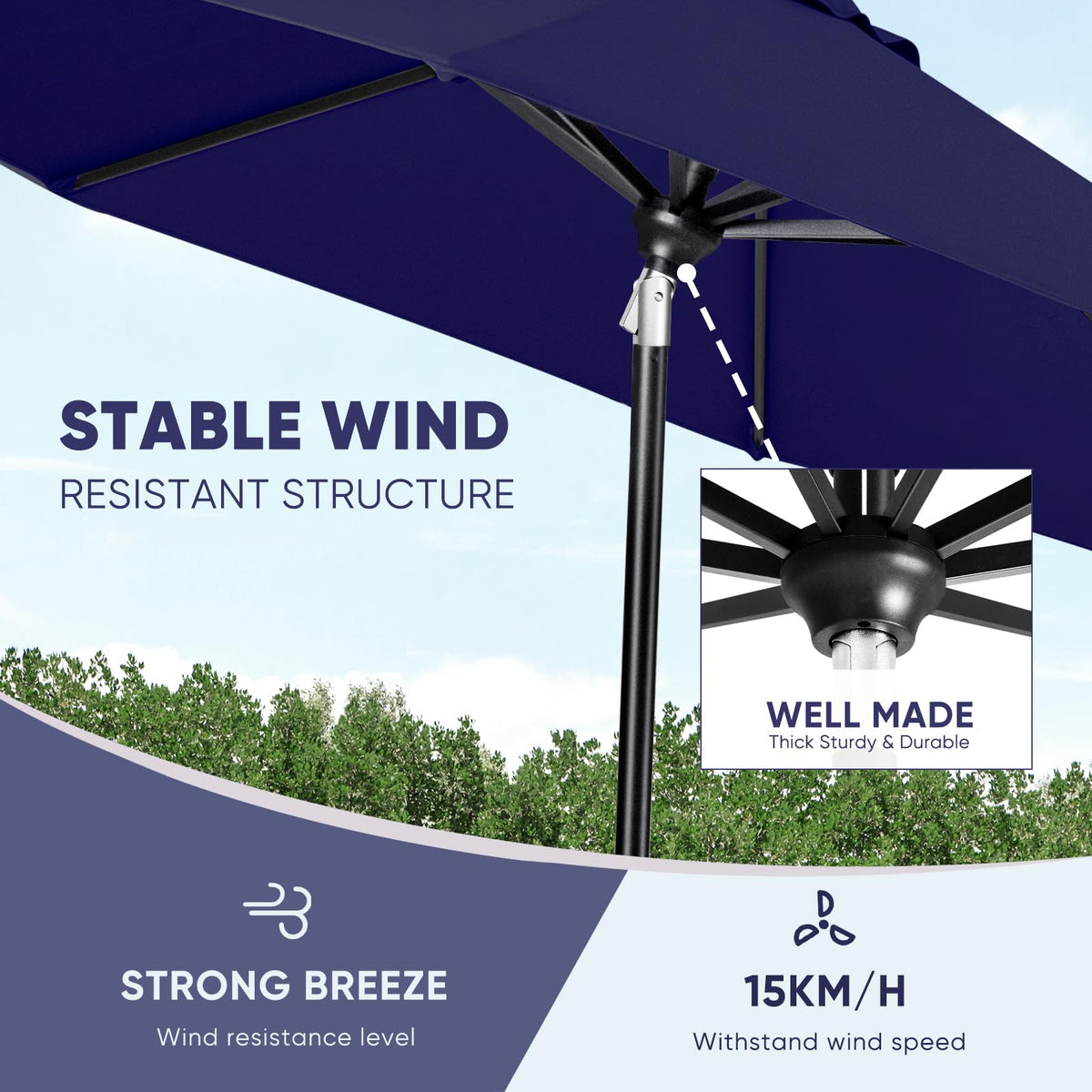 Patio Market Outdoor Table Umbrella with Auto Tilt and Crank P806600