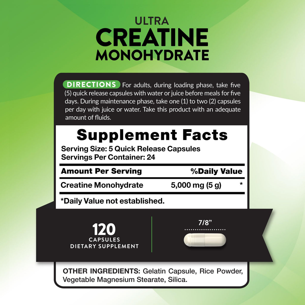 Creatine Monohydrate Capsules 120 Count H48268