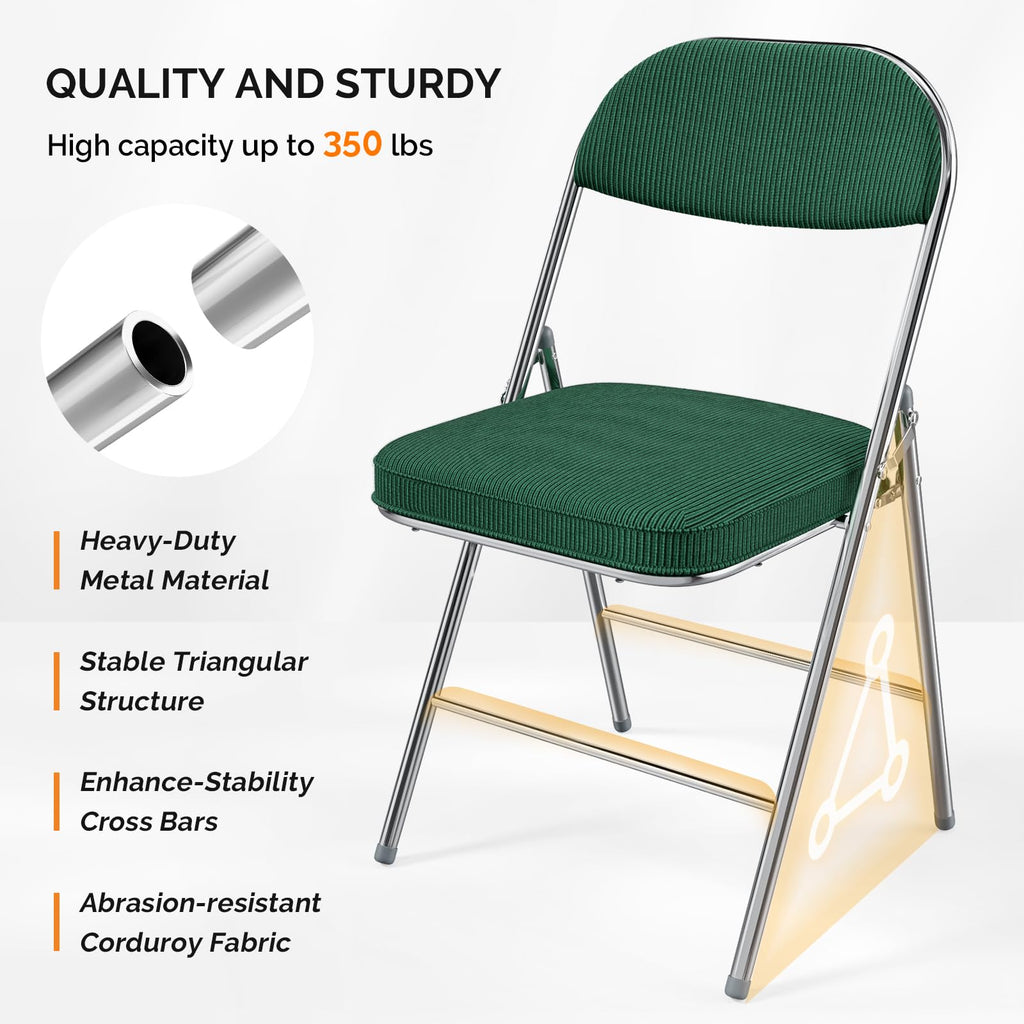 2 Pack Olive Green Folding Chairs with Padded Seat L42627
