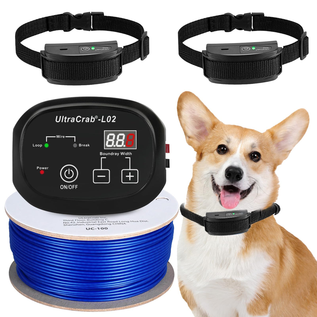 In-Ground Electric Dog Fence System with 2 Collars F10317