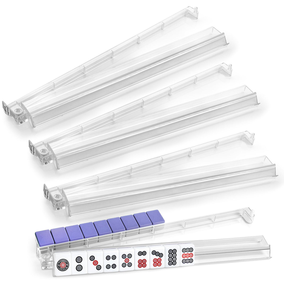4-Piece Acrylic Mahjong Rack Set with Pushers H634891