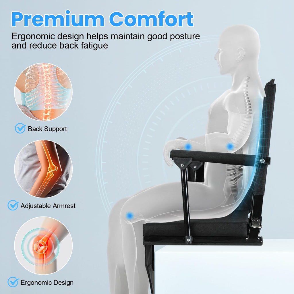 2-Pcs Folding Stadium Seat with Back Support & Cushion E815807