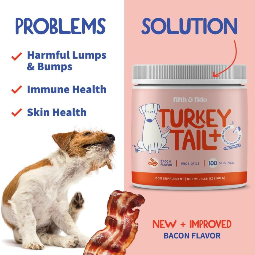 Turkey Tail Mushroom for Dogs Bacon Powder Probiotic A9987