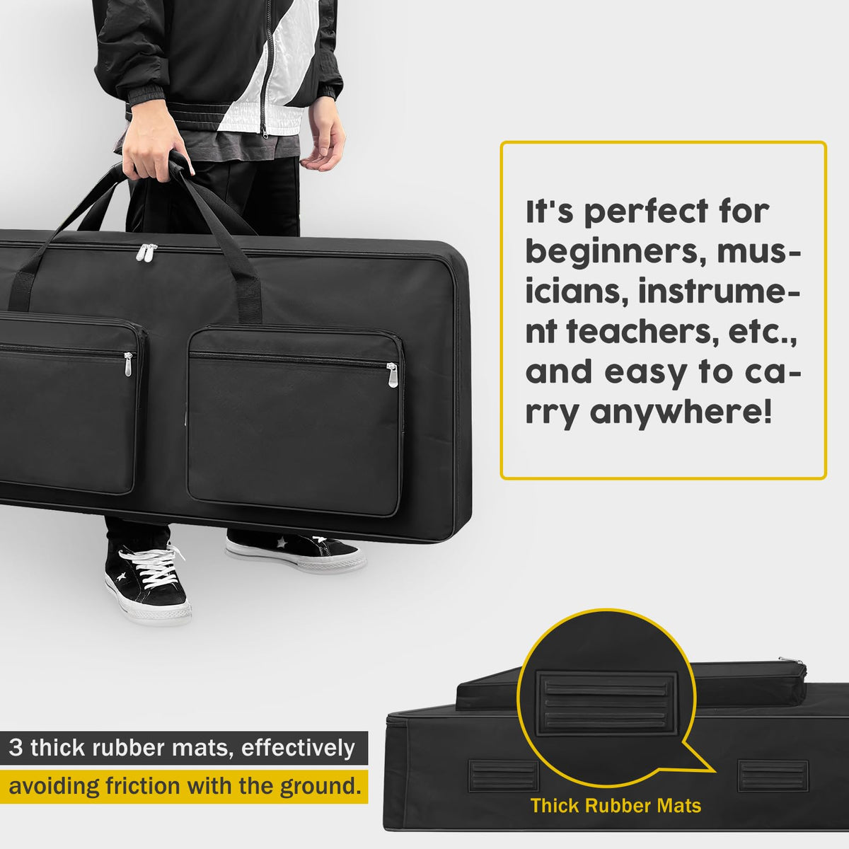 76 Key Piano Keyboard Case Bag with 4-Pocket (Black) X989240