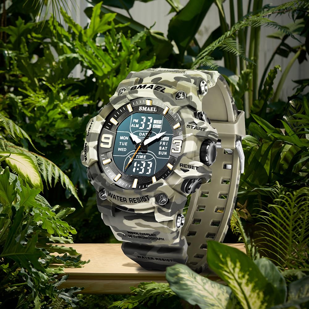 Men Tactical Analog Digital Sport Watch 50M LED L548249