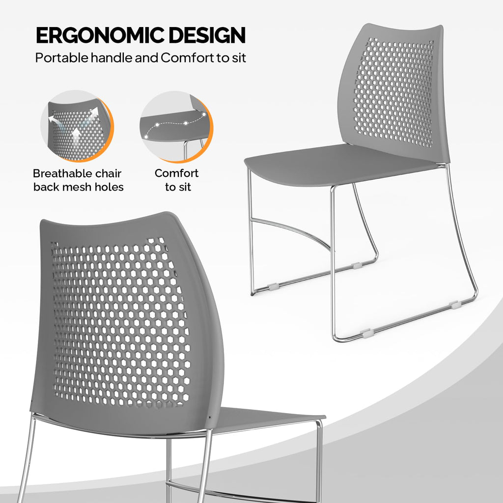 Grey Plastic Stacking Chairs F207