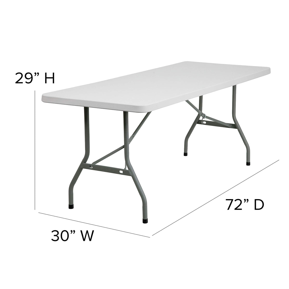 6 Pack 6-Foot Granite White Plastic Folding Table S699803