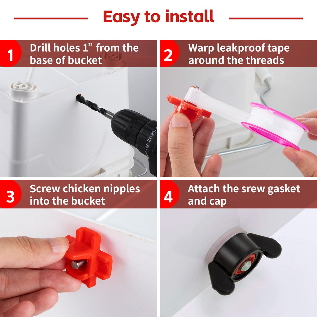 12 Pcs Horizontal Chicken Waterer Nipples with Drill Bit J227