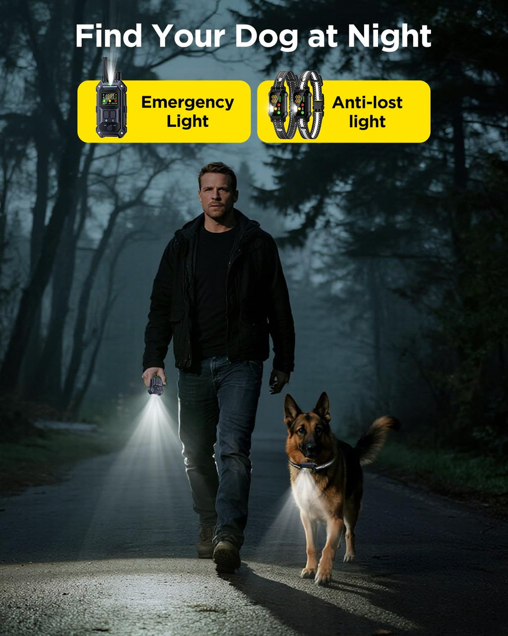 2 Dogs Dog Training Collar with Remote, 4 Training Modes, IP67 Waterproof Y74784