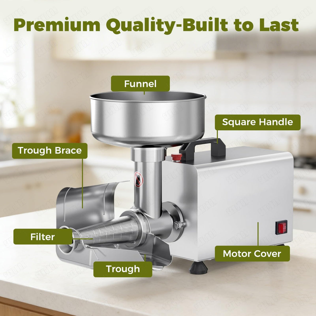 450W Metal Tomato Sauce Maker 8.5in Food-Grade Stainless Steel D2301