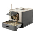 XL Enclosed Stainless Steel Cat Litter Box with Pull-Out Drawer Q19394