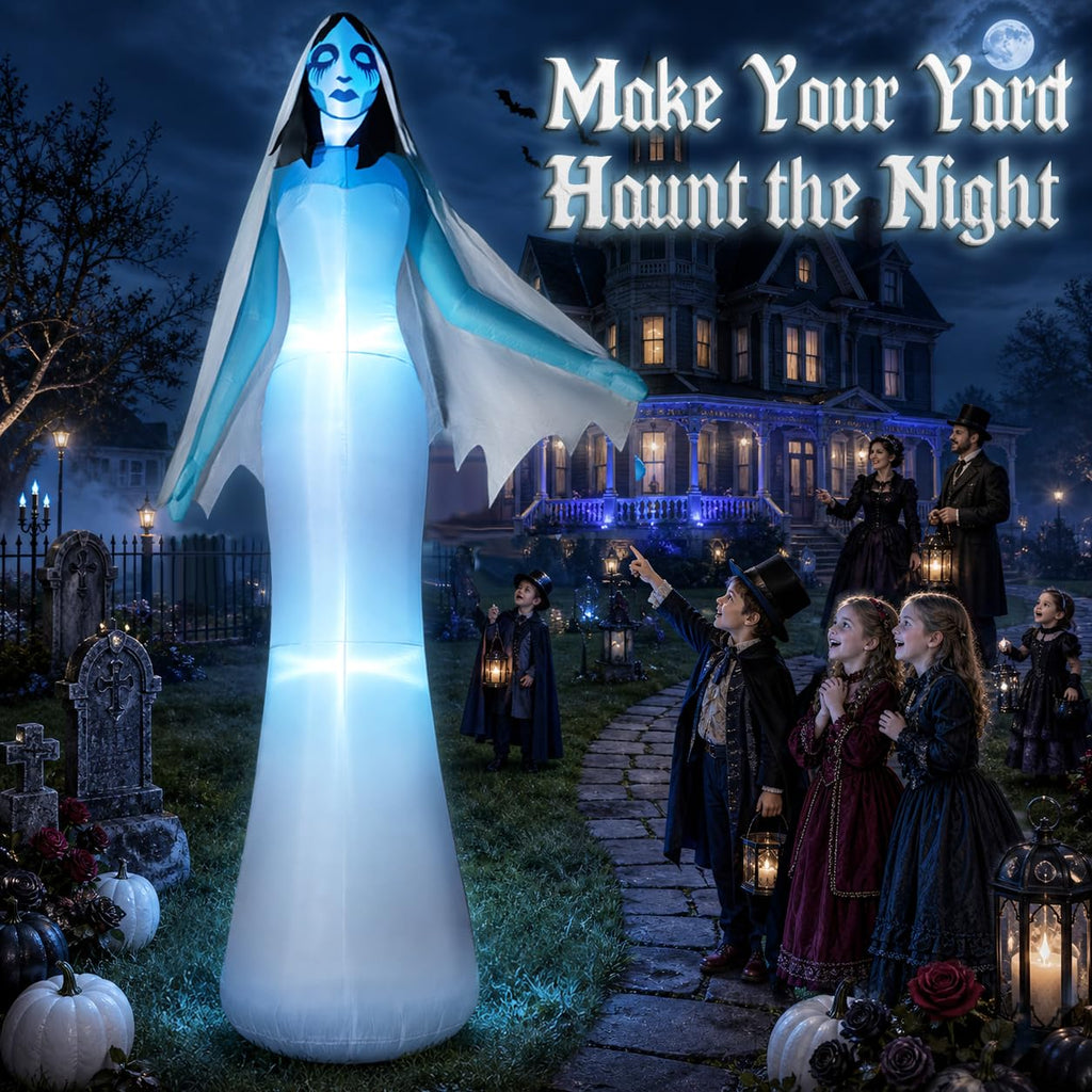 12FT Halloween Inflatable Ghost Bride with Blue LEDs S344