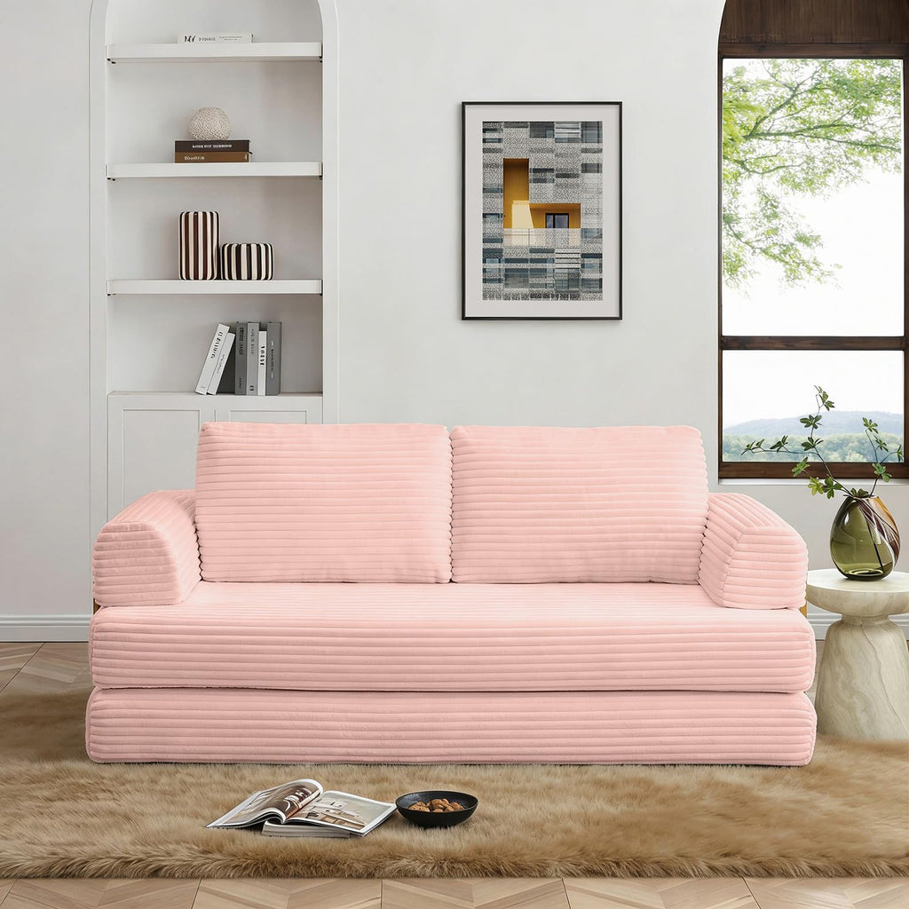 Pink Convertible Sleeper Sofa Bed N791