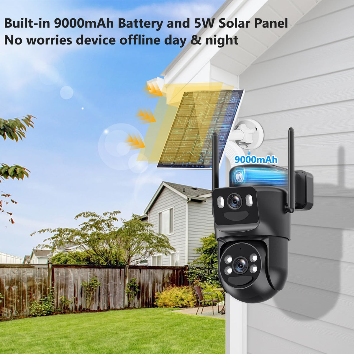 4K Solar Security Camera Wireless Outdoor Battery Powered 360°PTZ Z9790