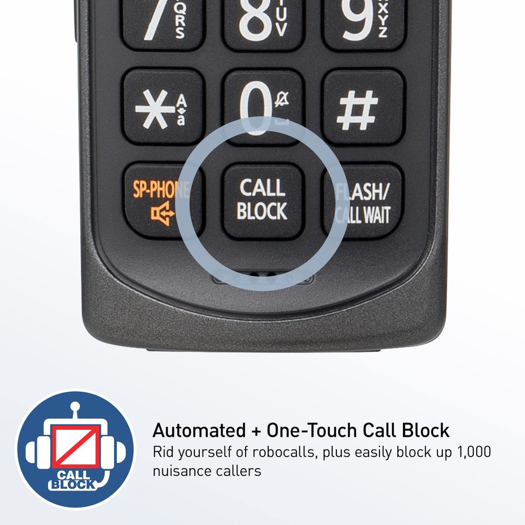 Metallic Black 5 Handset Cordless Phone System with Answering Machine N445
