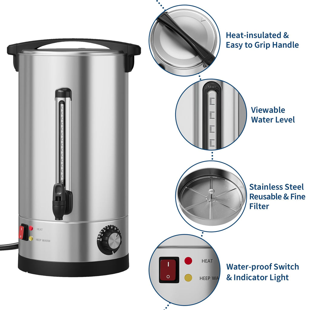 10L Double Wall Stainless Steel Coffee Urn U28841