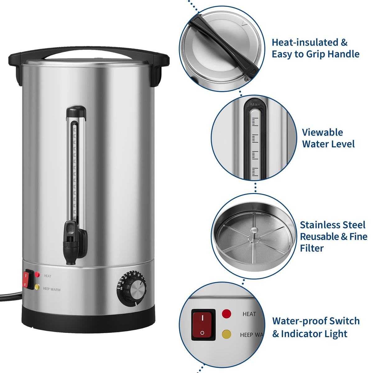 10L Double Wall Stainless Steel Coffee Urn U28841