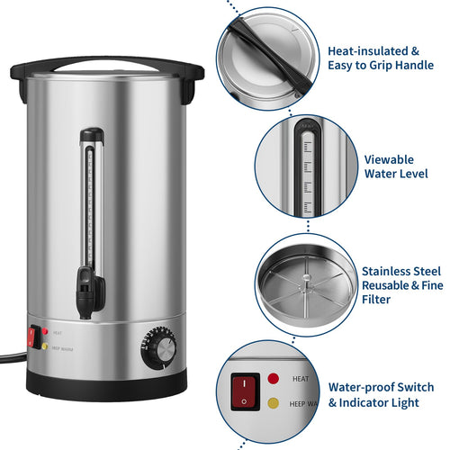 10L Double Wall Stainless Steel Coffee Urn U28841
