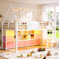 Twin Size Low Loft Bed with 9 Storage Drawers and Guardrail V54234