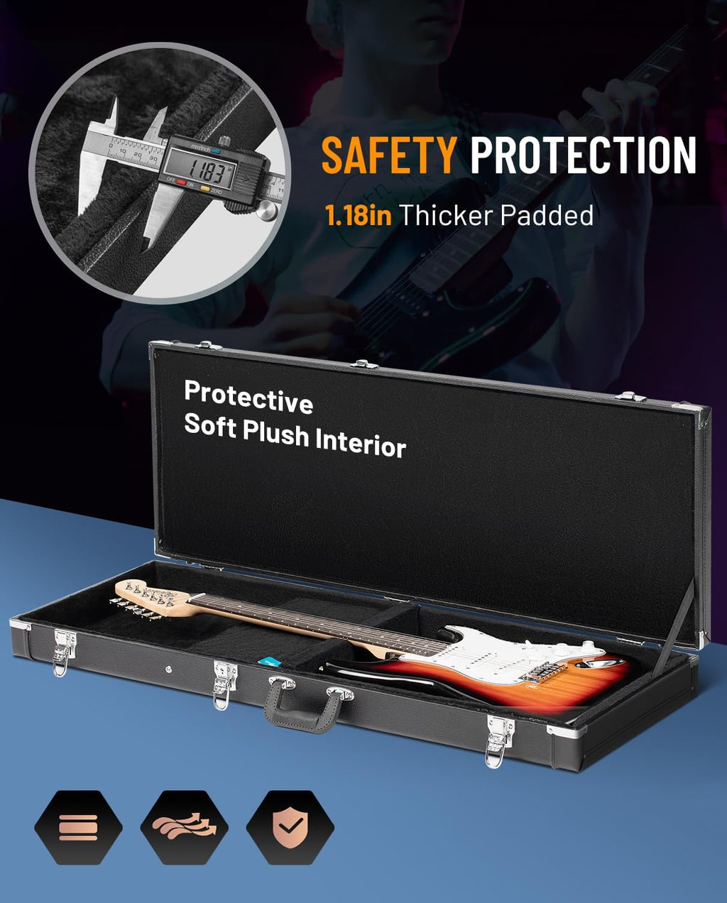 Electric Guitar Case Hard Shell Lockable V783