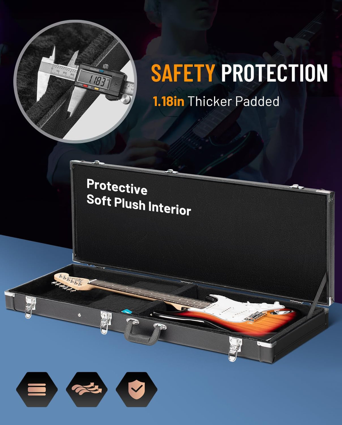 Electric Guitar Case Hard Shell Lockable V783