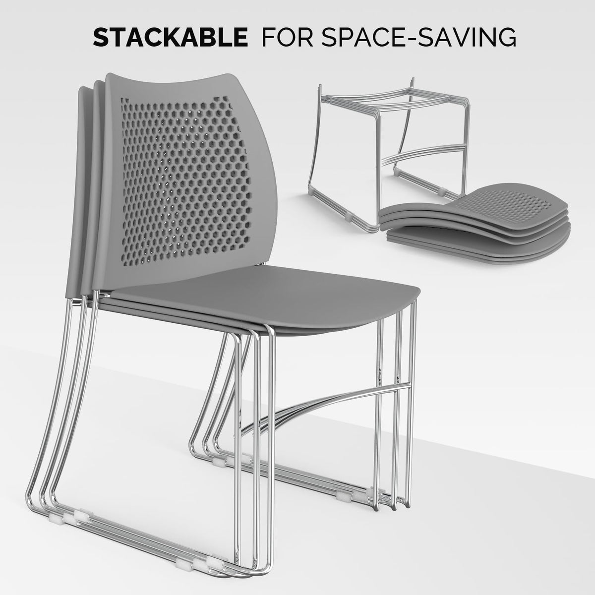 Grey Plastic Stacking Chairs F207