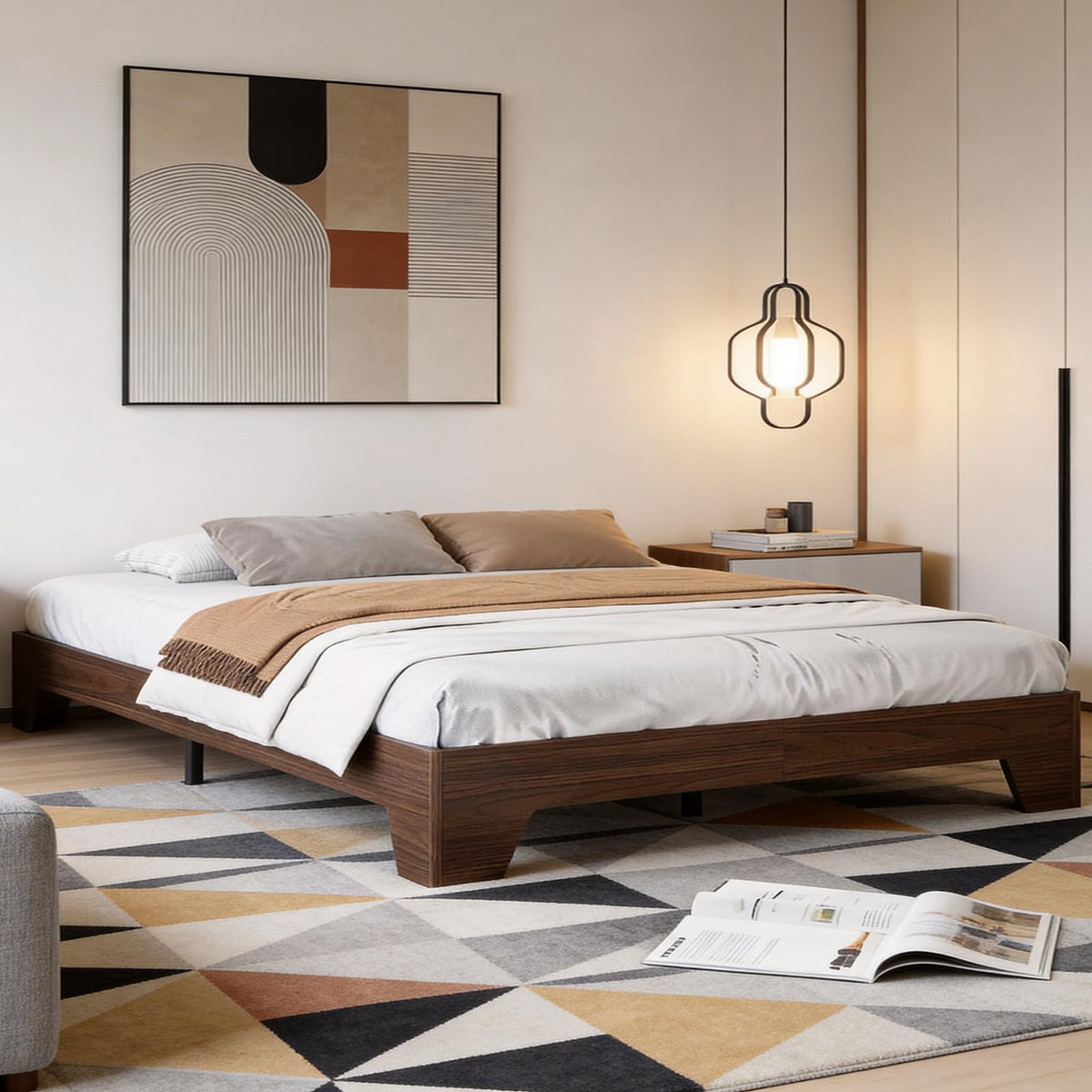 California King Size Wood Platform Bed Frame N66844