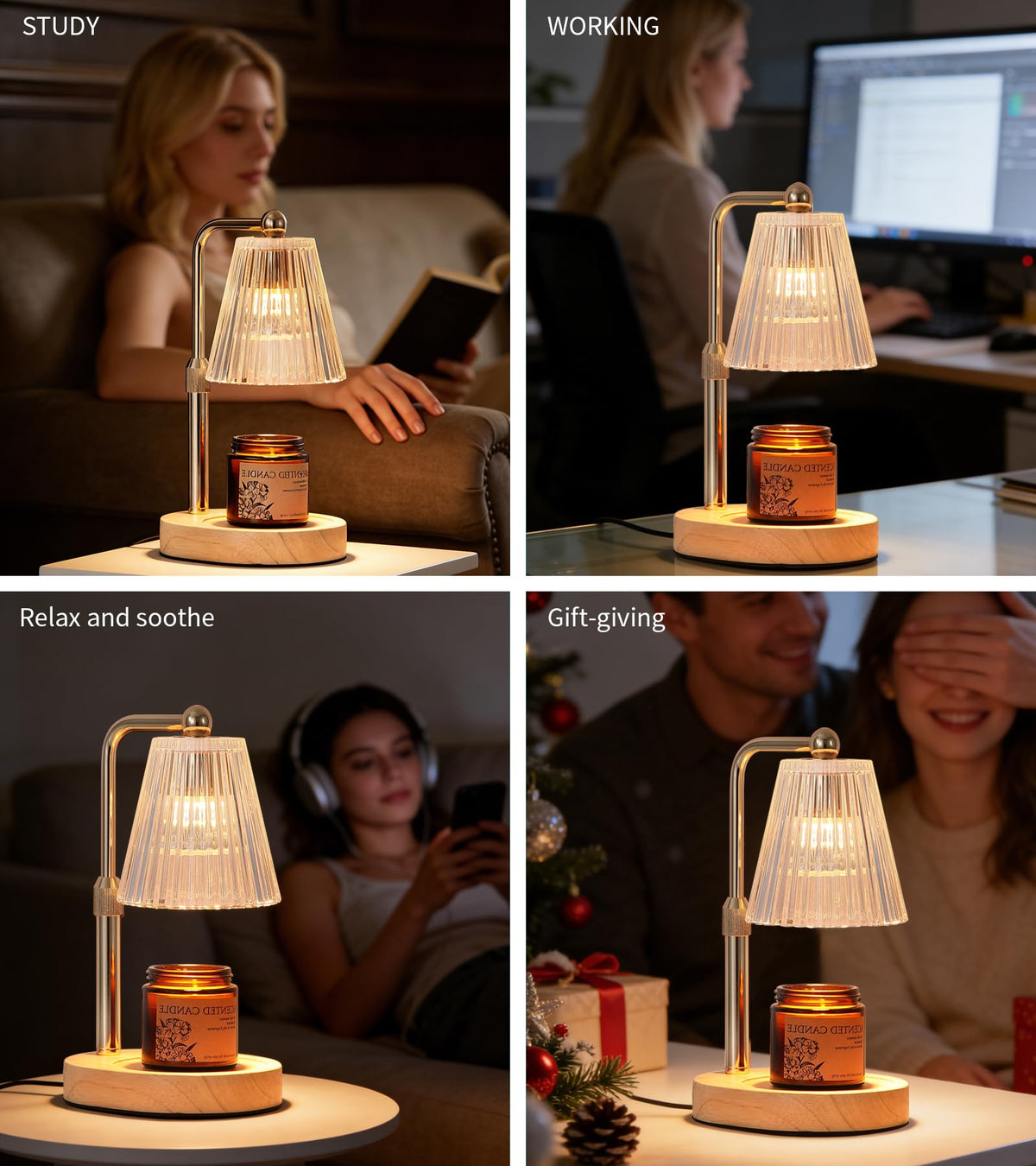 Gold Candle Warmer Lamp with Timer Dimmable with 2 Bulbs P734