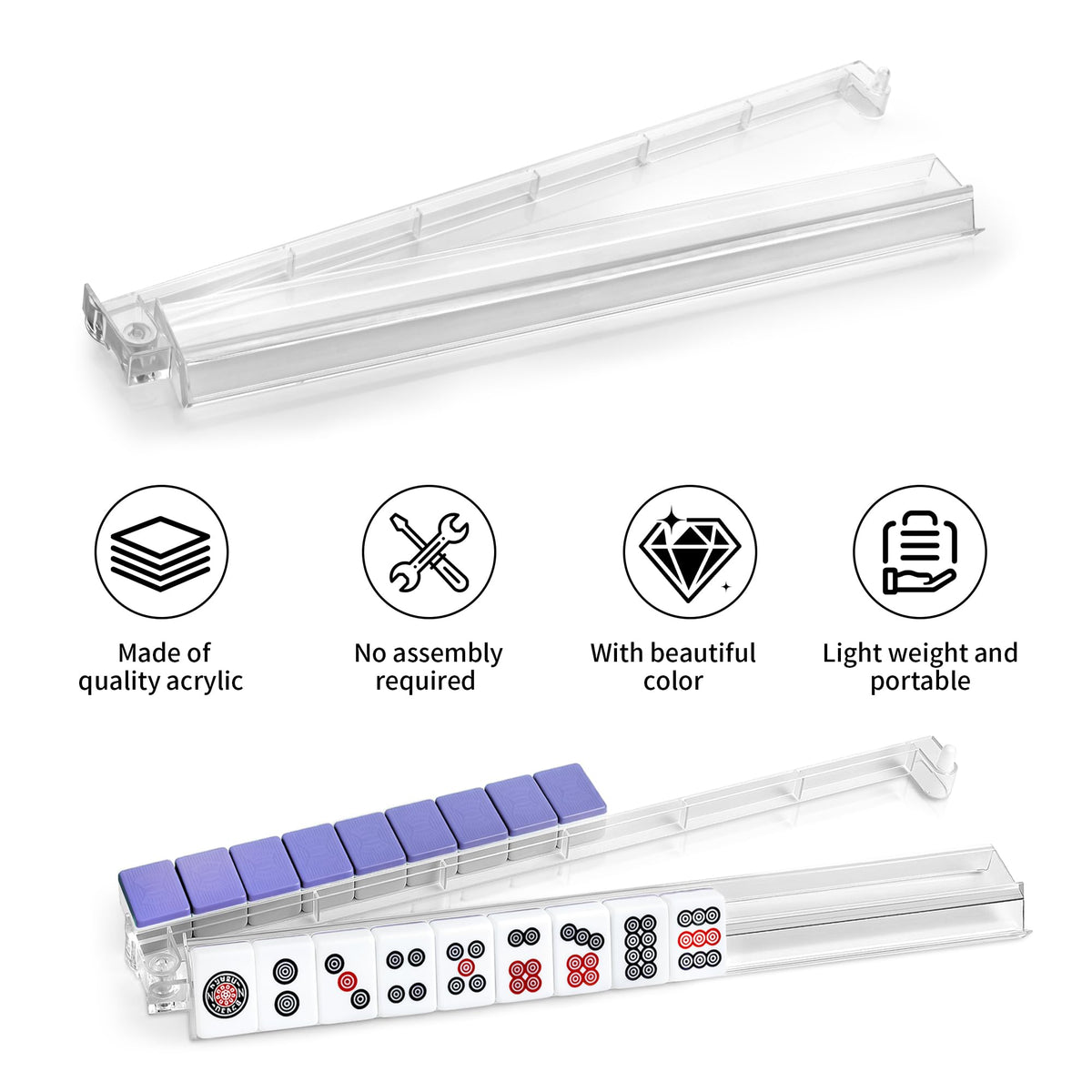 4-Piece Acrylic Mahjong Rack Set with Pushers H634891