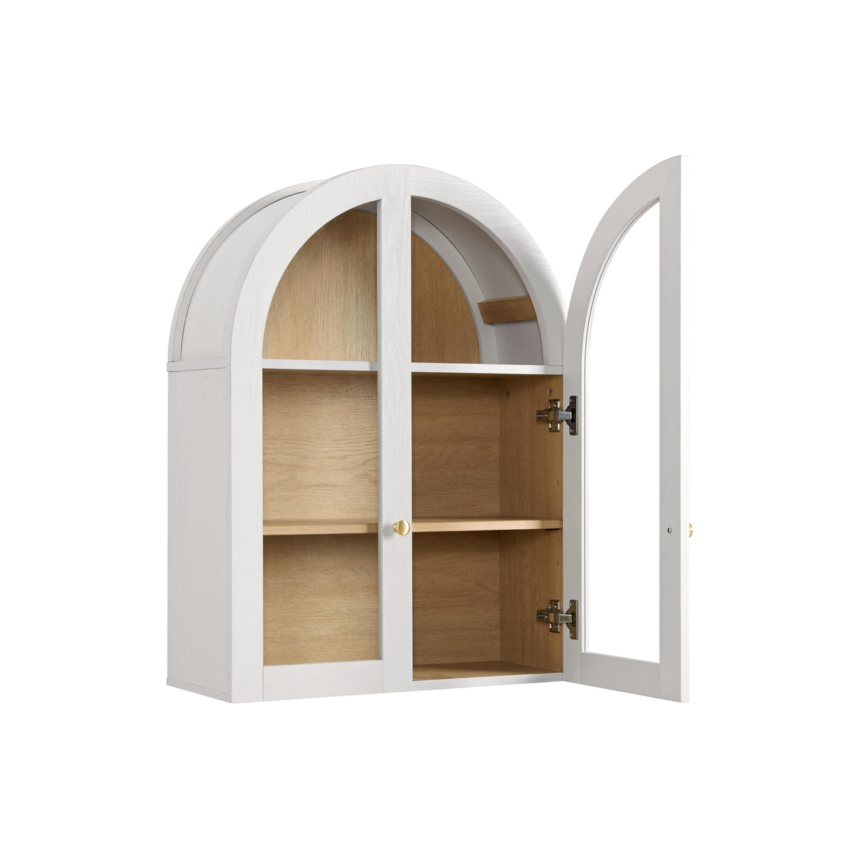 White Arched Wall Mount Bathroom Cabinet with Glass Doors S227