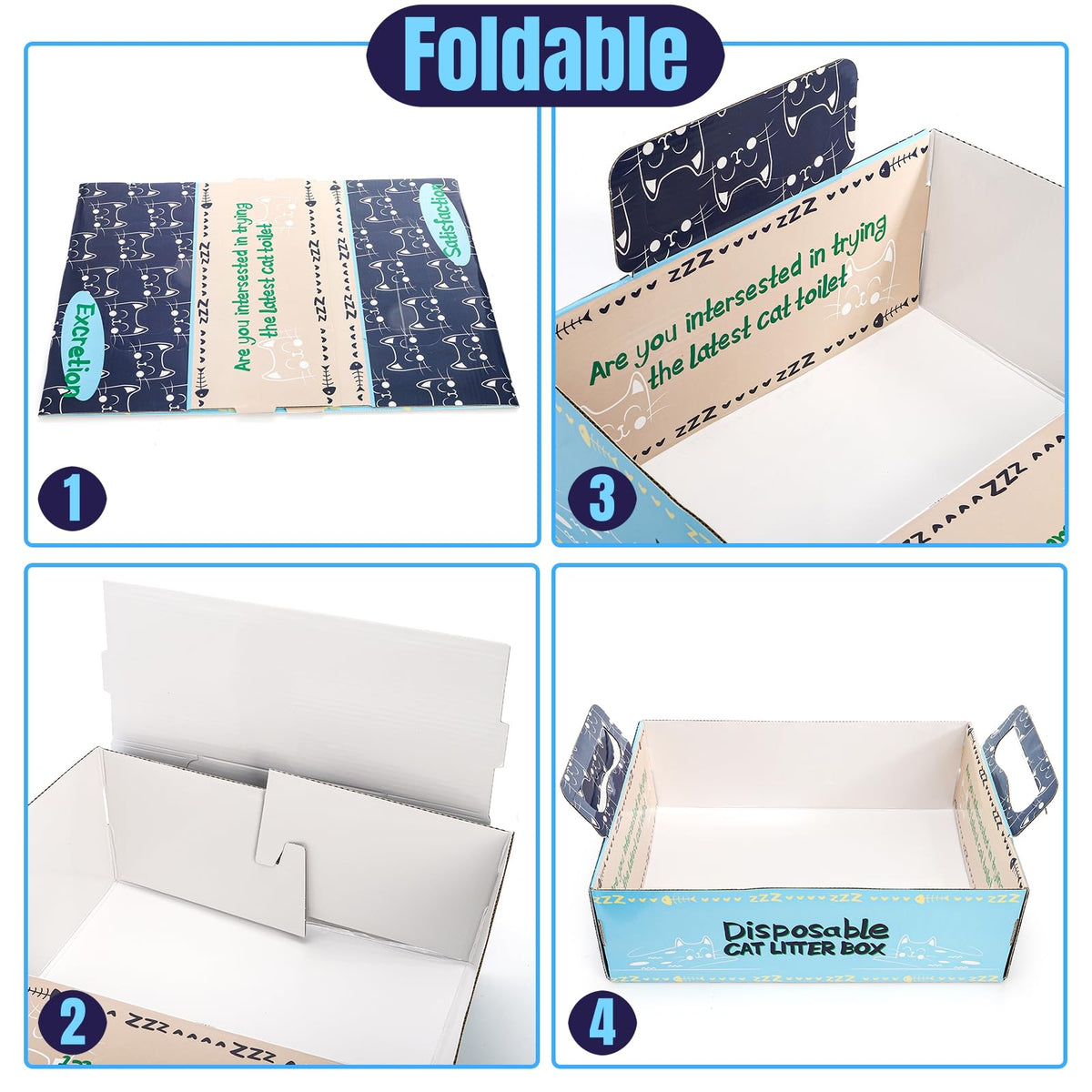 8 Pcs Disposable Cat Litter Box with Scoops U98323