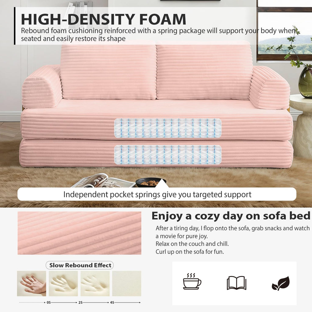 Pink Convertible Sleeper Sofa Bed N791