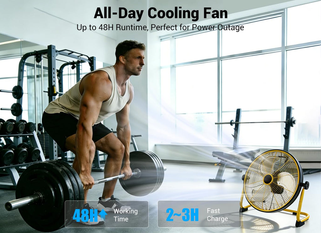 16" Portable Battery Operated Metal Floor Fan E759