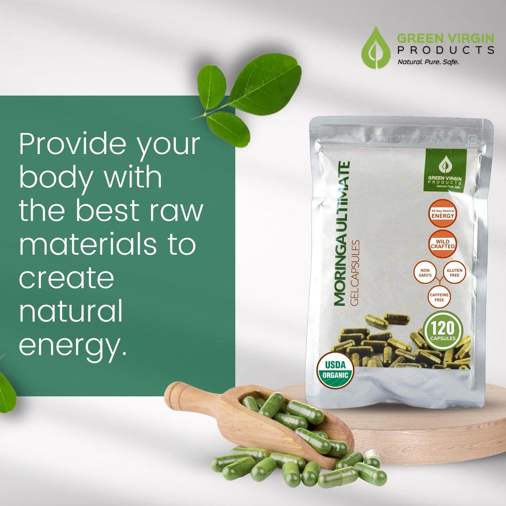 Organic Moringa Leaf Powder Vegan Capsules E7789