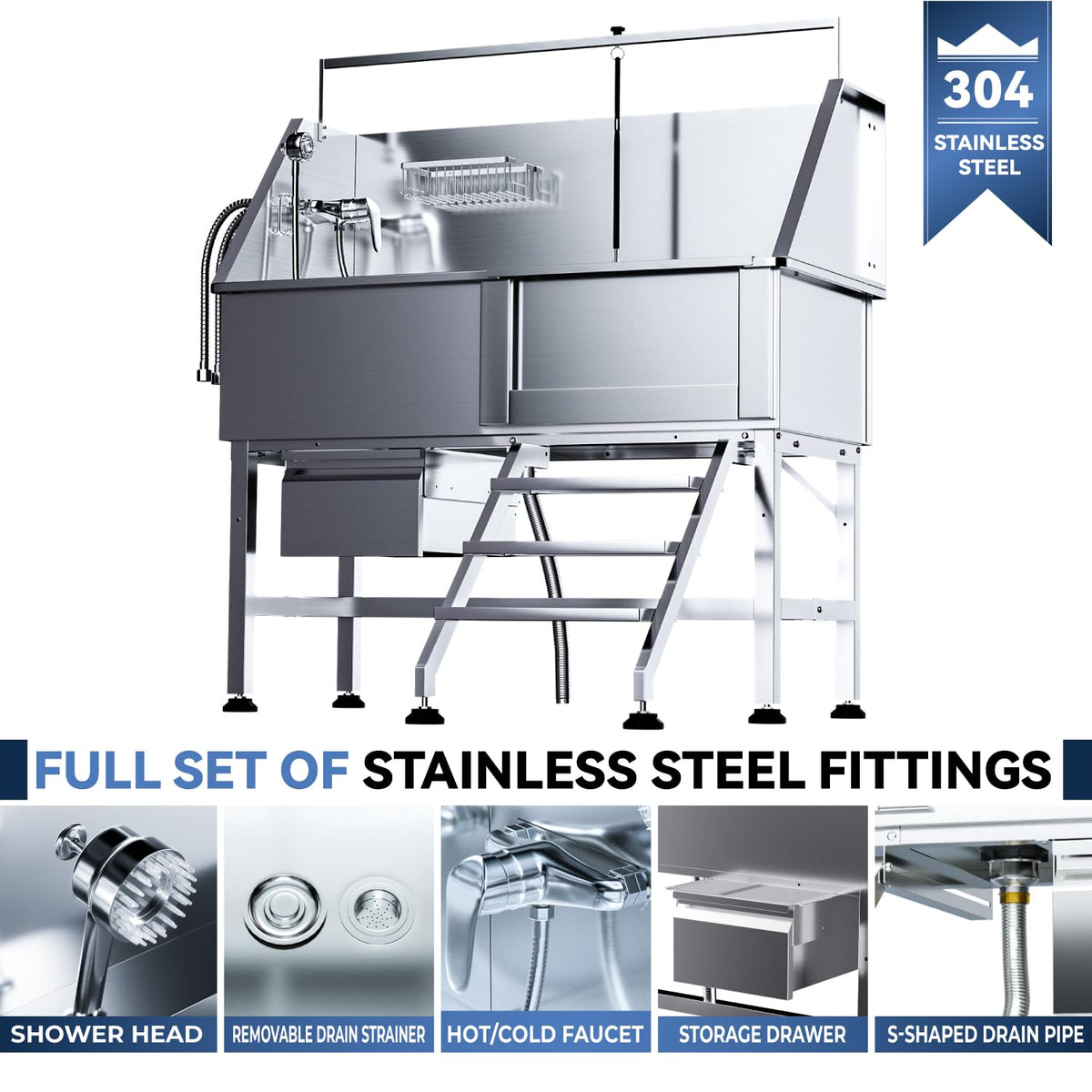 46" Stainless Steel Dog Wash Station E31951