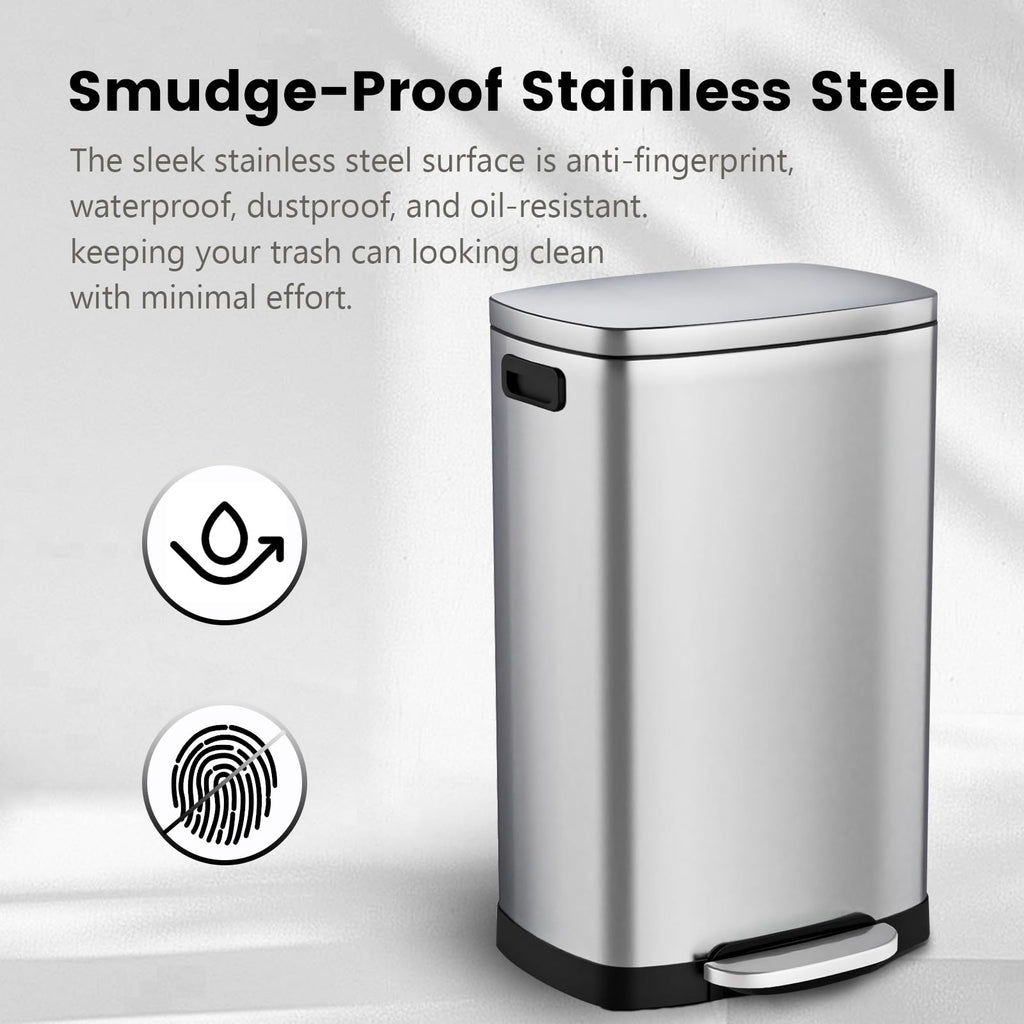 13.2 Gallon Stainless Steel Step Trash Can with Lid O253852