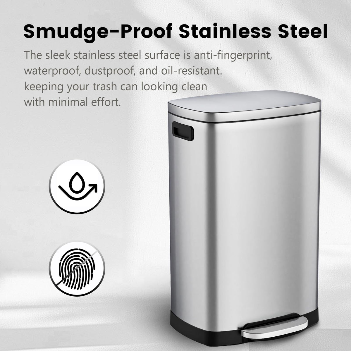 13.2 Gallon Stainless Steel Step Trash Can with Lid O253852