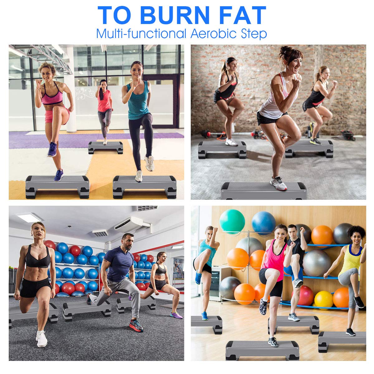 35" Height-Adjustable Non-Slip Aerobic Step Platform B369