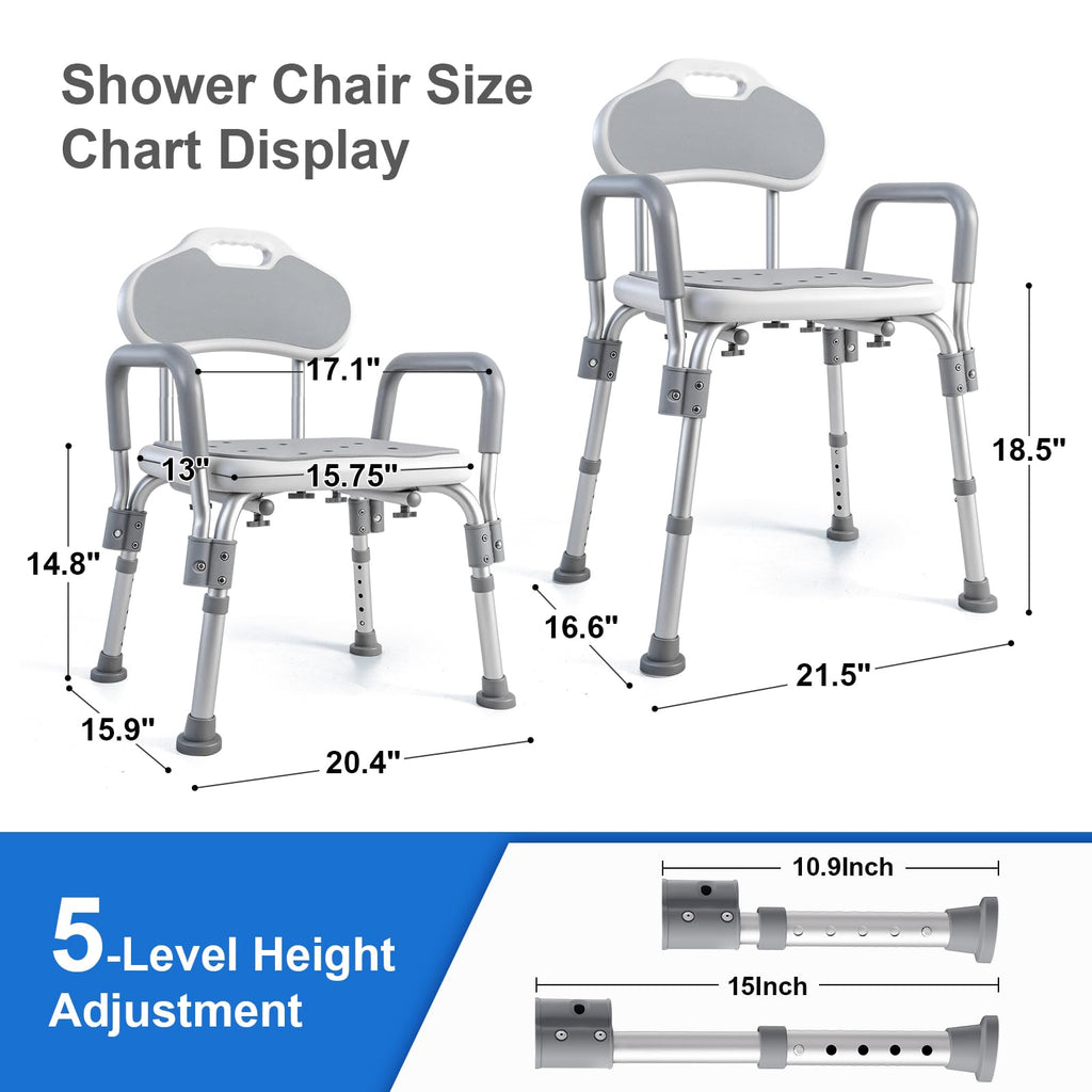 Shower Chair with Padded Armrests and Back H5644