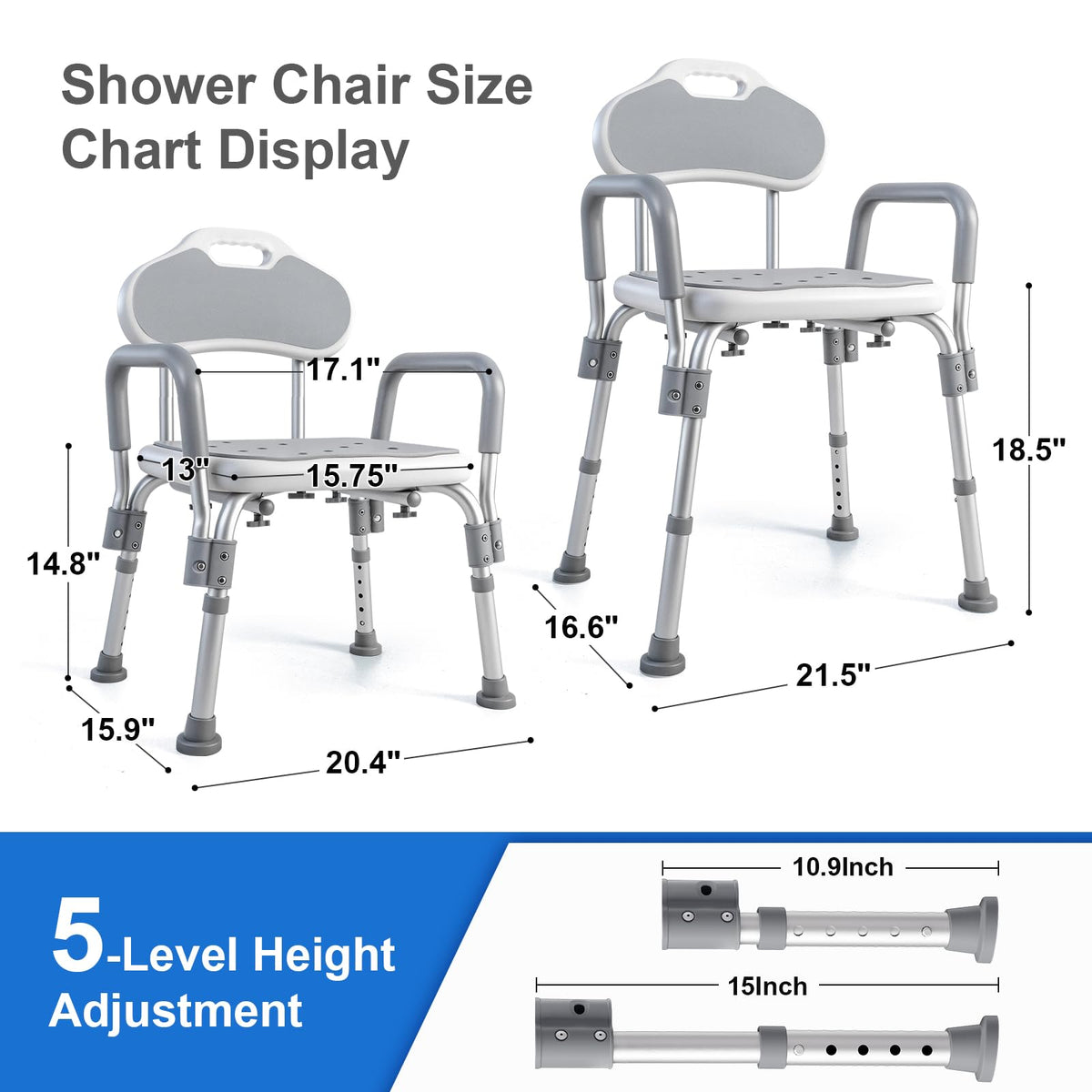 Shower Chair with Padded Armrests and Back H5644