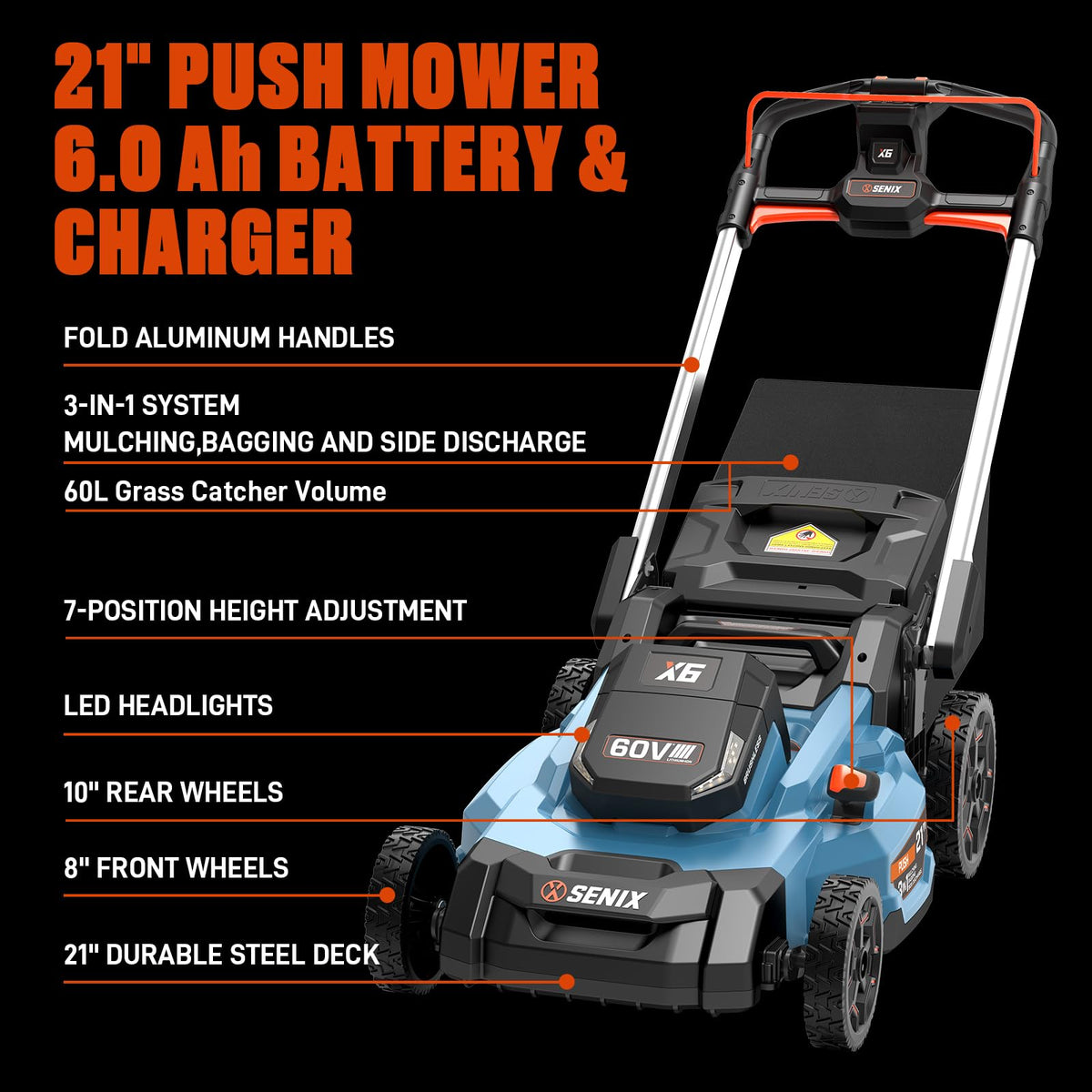 60 Volt Max 21-Inch Cordless Push Lawn Mower C401439