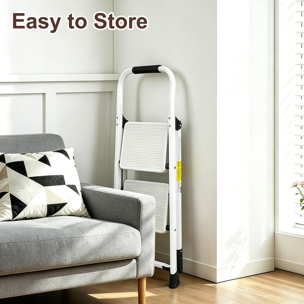2 Step White Folding Ladder T599162